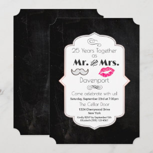Invitation Moustache & Lèvres M. & Mme - Anniversaire de mari