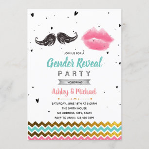 Invitation Moustache ou lèvre genre révéler l'invitation du p
