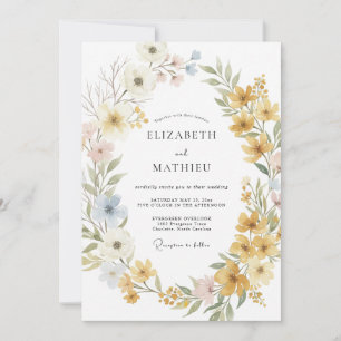 Invitation Moutarde Botanique Bohème Mariage