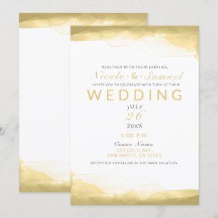 Invitation Moutarde de Dijon dorée aquarelle mariage chic mod