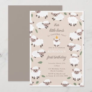 Invitation Moutons Agneaux Mignons Fête d'Anniversaire Ferme