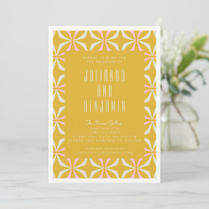 Invitation Moyenne géométrique Jaune et rose Mariage