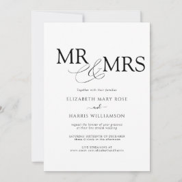 Invitation MR & MRS Live Stream Modern Black White Mariage