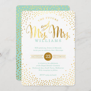 Invitation MRS & MRS STYLISH GLAM MARIAGE en or confetti ment