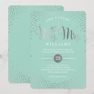 Invitation MRS & MRS STYLISH MARIAGE confetti ment argent