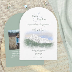 Invitation Mt. Rainier, Mariage d'hiver sous la neige qui tom