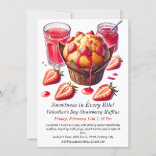 Invitation Muffins aux Fraises de la Saint-Valenti