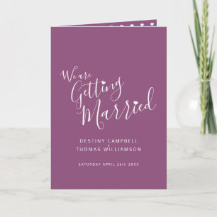 Invitation Mulberry blanc texte coeur photo plié mariage