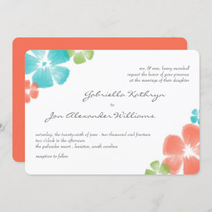 Invitation Multi Papaya Aquarelle Fleurs de mariage Invitatio