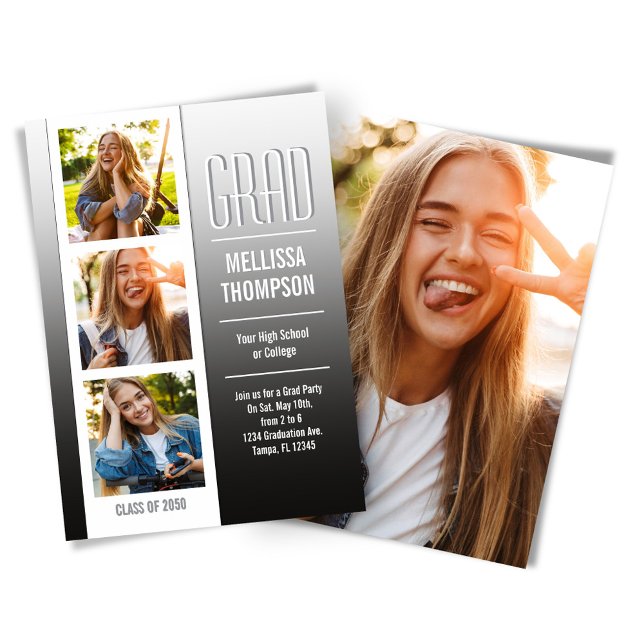 Invitation Multi Photo Modern Graduation Party (Graduation photo invitation template. )