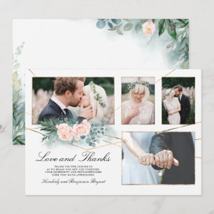 Invitation Multiples photos de Mariage Love and Thanks Photo