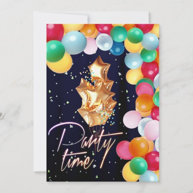 Invitation Mur de ballons de temps de fête rideau de scintill (Devant)