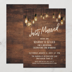 Invitation Mur en bois marron avec lumières Edison, jeunes ma