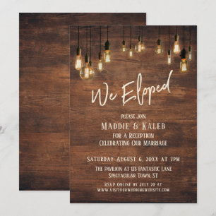 Invitation Mur en bois marron avec lumières Edison, Nous nous