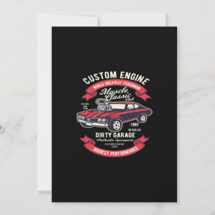 Invitation muscle moteur personnalisé classique garage sale