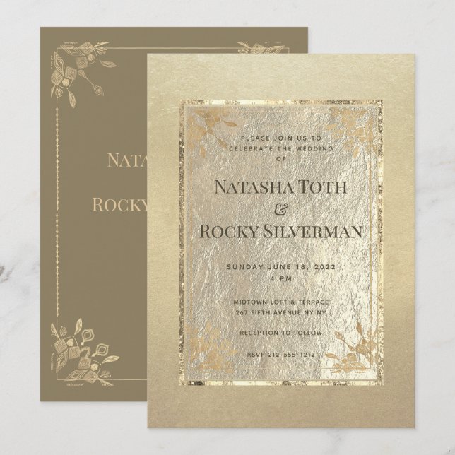Invitation Museum Gold Affair Mariage & Party (Devant / Derrière)