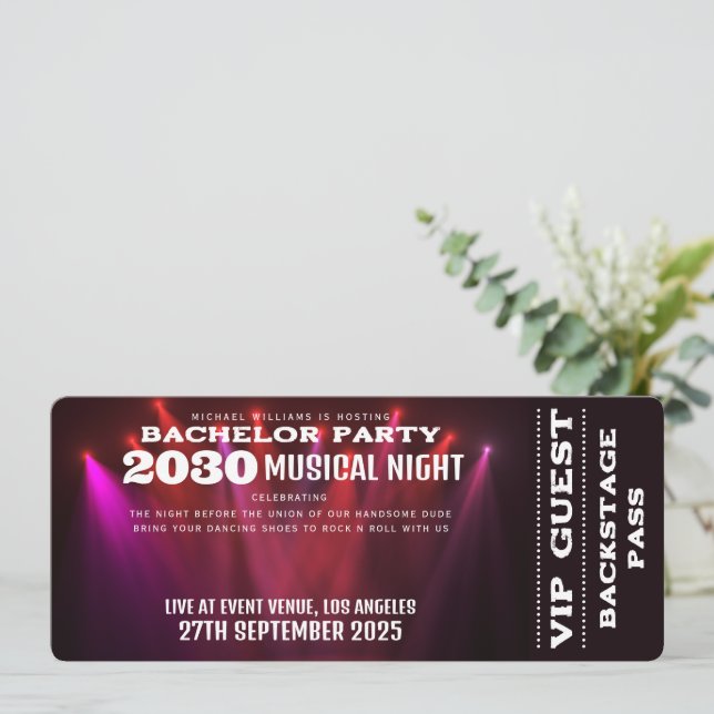 Invitation Music Concert VIP Ticket Et RSVP Bachelor Party (Debout devant)