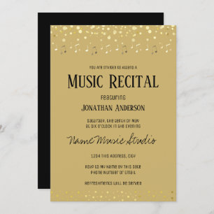 Invitation Music Considérant Elegant Gold Note Confetti 