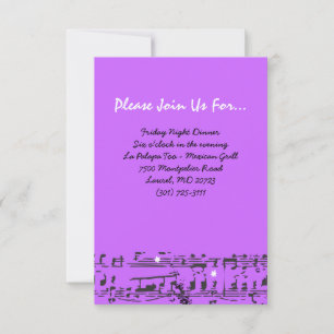 Invitation Music Notes Stars Bat mitzvah Party Reception Card