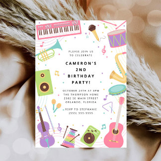 Invitation Musical Instrument Birthday Party 