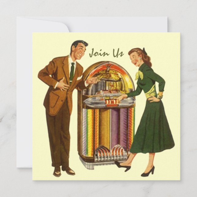 Invitation musicale Retro Record Hop Sock Hop Juke (Devant)