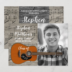 Invitation Musicien Guitariste Rustique Photo Graduation