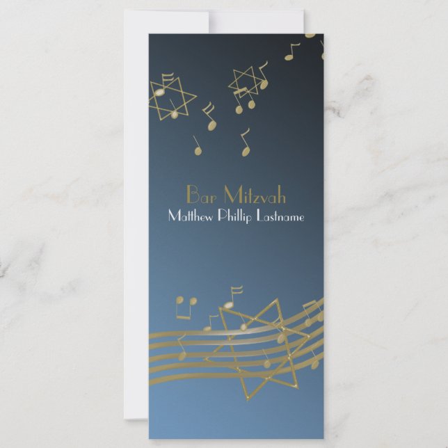 Invitation Musique dans l'Air Bar Mitzvah 9.25 x 4 (Devant)
