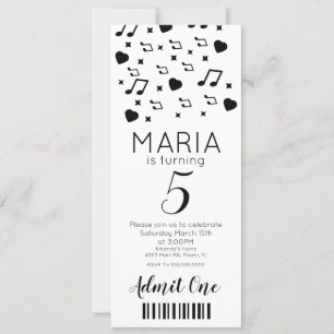 Invitation Musique de concert mignonne   Style de billet de f