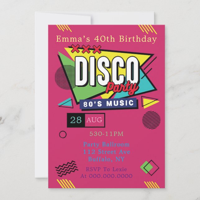 Invitation Musique des années 80 Anniversaire (Devant)