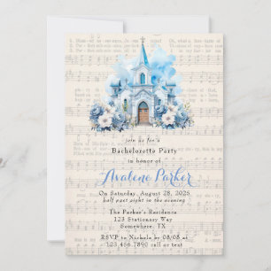 Invitation Musique Dusty Blue Church Bachelorette