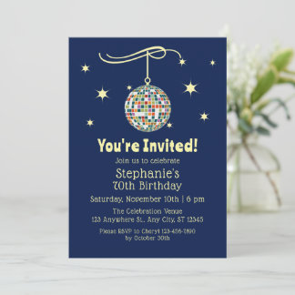 Invitation Musique élégante des années 70 pour un anniversair
