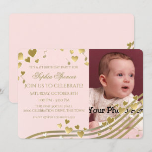 Invitation Musique et Coeurs d'anniversaire