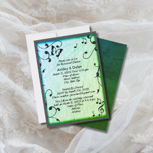 Invitation Musique Feuille  vert Mariage en bois