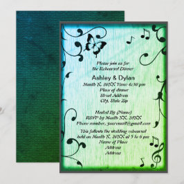 Invitation Musique Feuille vert Mariage en bois