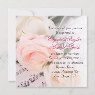 Invitation Musique mariage Light Rose Roses Mariage Invitatio