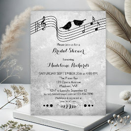 Invitation Musique noire et blanche Fête des mariées à thème