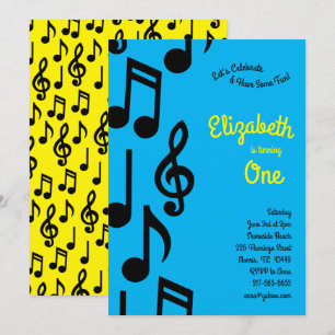 Invitation Musique Notes Petits enfants 1er anniversaire