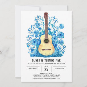 Invitation Musique numérique Magie Guitare Garçon Anniversair
