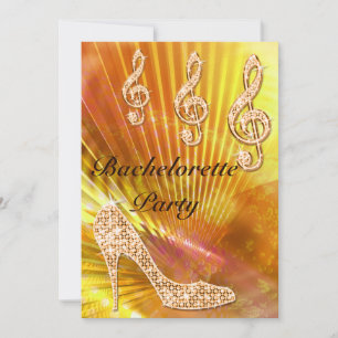 Invitation Musique orange scintillante / stiletto Enterrement