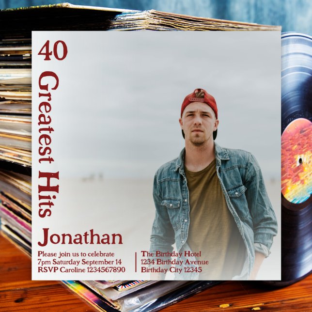 Invitation Musique Retro Couverture d'album personnalisée 40e (Créateur téléchargé)