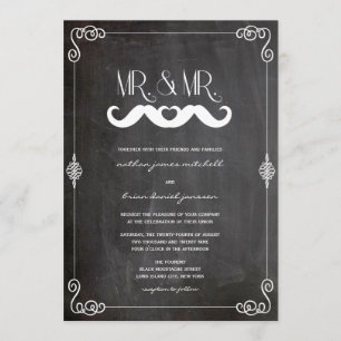Invitation Mustache Love Vintage Chalkboard Gay Mariage