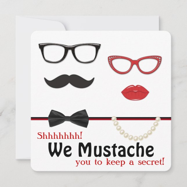 Invitation Mustache Surprise fête d'anniversaire (Devant)