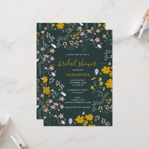 Invitation Mustard Floral Bohème Fleur sauvage Fête des marié