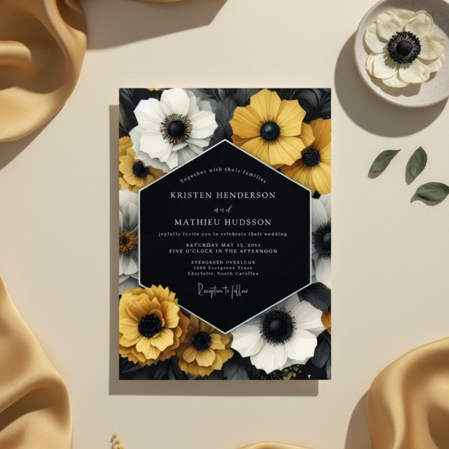 Invitation Mustard Yellow Anemone Romance Wedding (Créateur téléchargé)