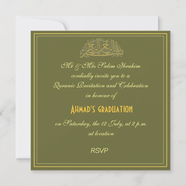 Invitation musulman de célébration de récit de (Devant)