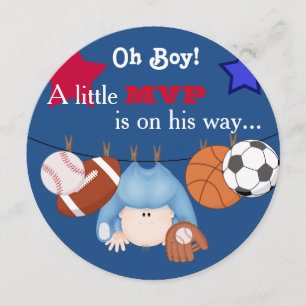 Invitation MVP Couleurs primaires Baby shower sportif Invitat