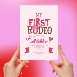 Invitation My Rodeo Cowgirl Pink 4e anniversaire