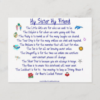 Invitation MY SISTER My Friend poème avec graphiques
