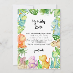 Invitation My Water Broke Dinosaur Baby shower Jeu