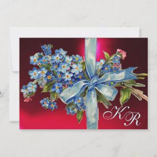 Invitation MYOSOTIS MONOGRAMME FÊTE DE MARIAGE bleu rouge